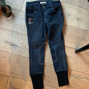 Kids Black Horse Embroidered riding equestrian breeches child’s xs xsmall